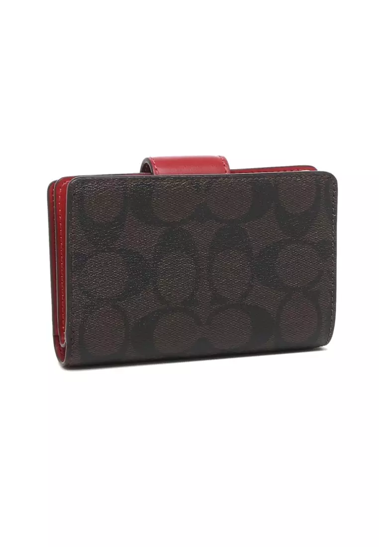 COACH 皮革女裝摺叠鈕扣錢包 (C0082) - IIM/BROWN 1941 RED