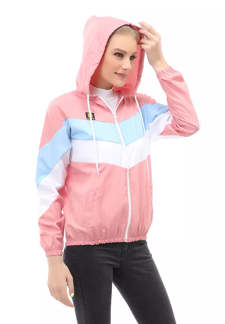 Hardwin Jacket Outer Wanita Jaket Hoodie 3 Warna Material Parasut Despo ORIGINAL - Pink