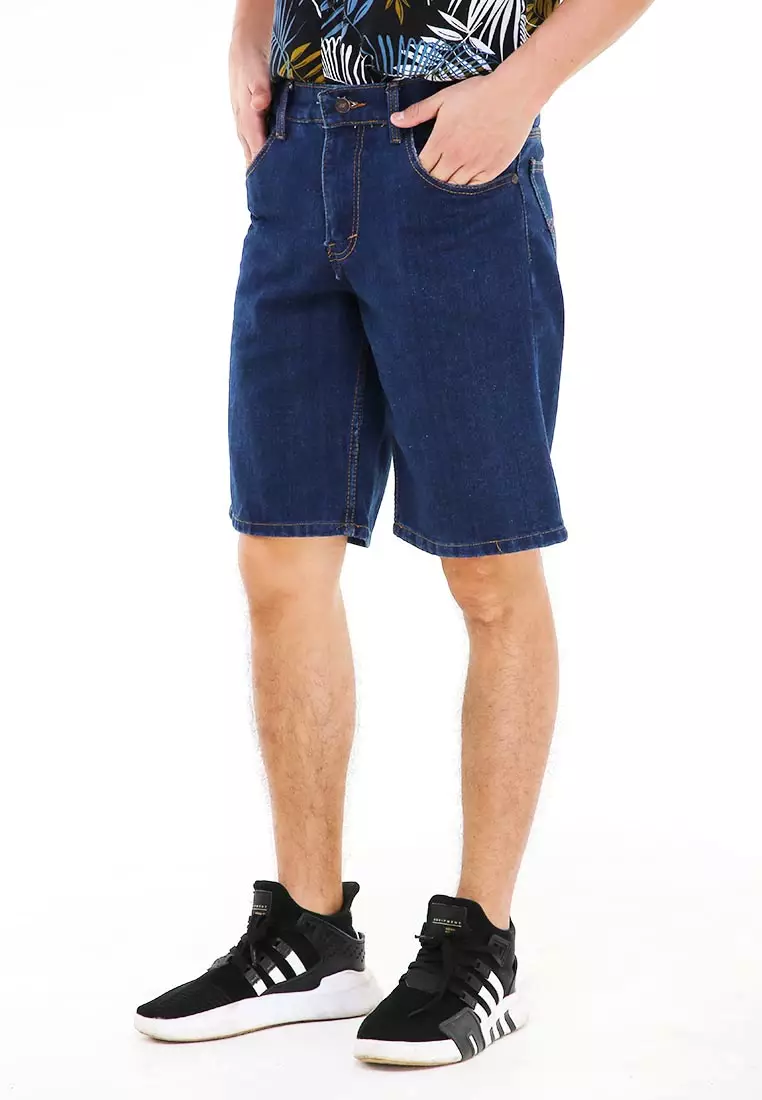 Rishham Celana Pendek Denim Pria Casual Short Pants Material Jeans ORIGINAL - Biowash