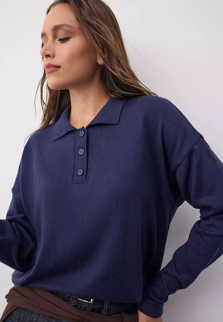 Premium Yarn Plain Wide Pattern Knit Sweater
