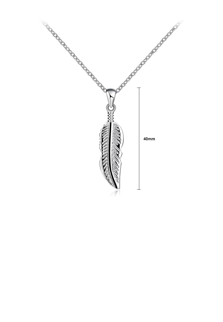 White gold new arrivals feather necklace