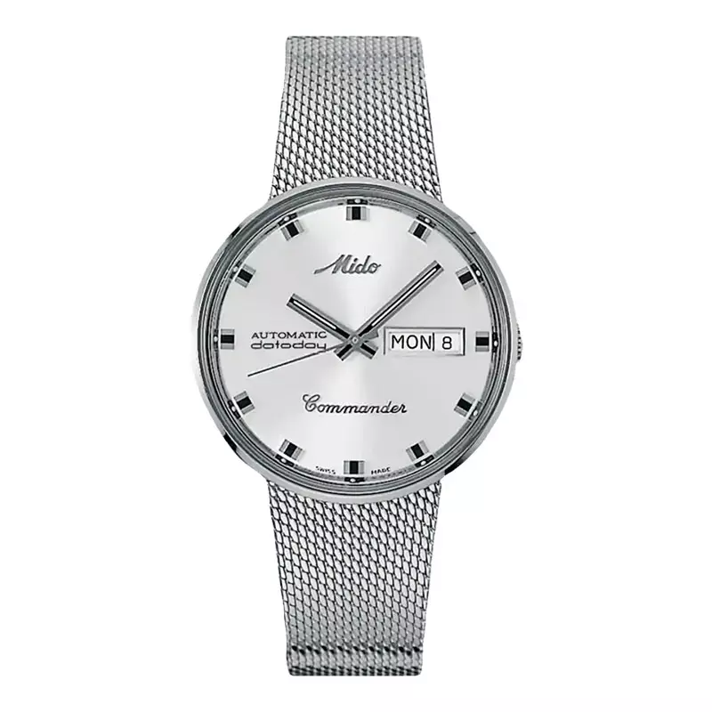 Jam Tangan Pria MIDO Commander M8429.4.21.13 1959 Dateday Automatic Silver Dial Mesh Strap