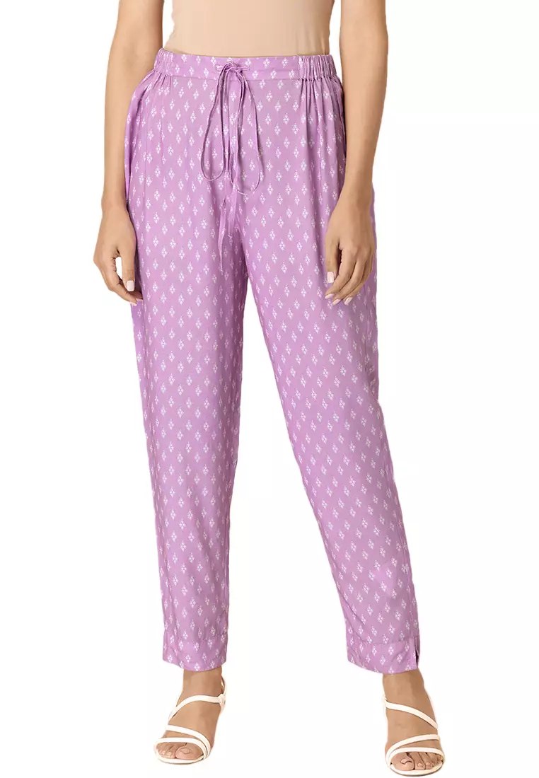 Purple gingham pants sales