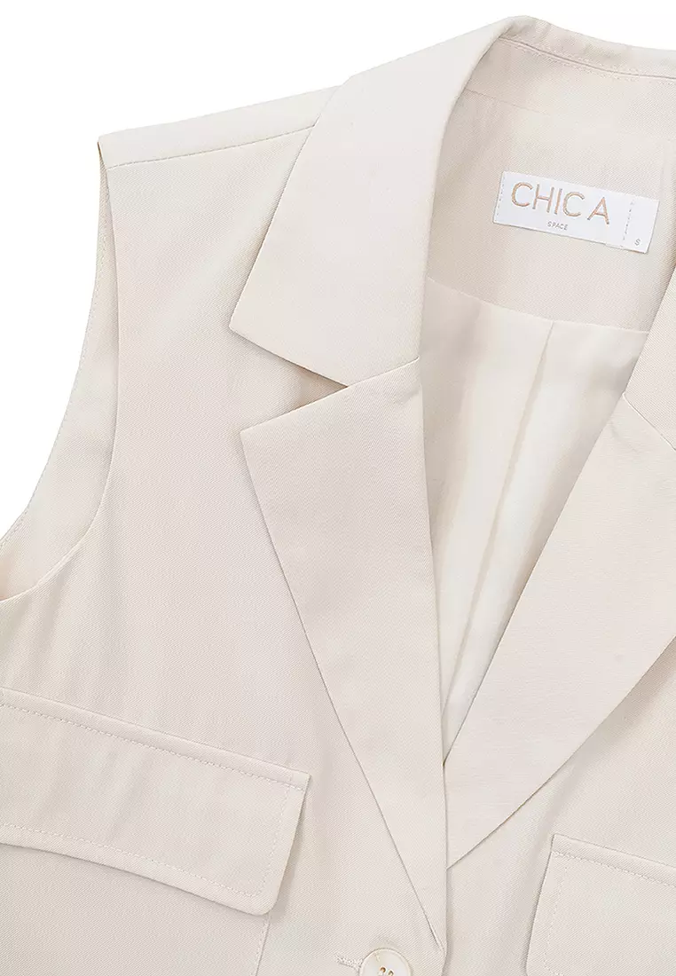 Boxy Sleeveless Suit Vest