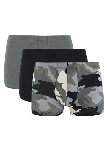 H&M green and multi 3-Pack Short Cotton Trunks C57A0USAACC2EAGS_1