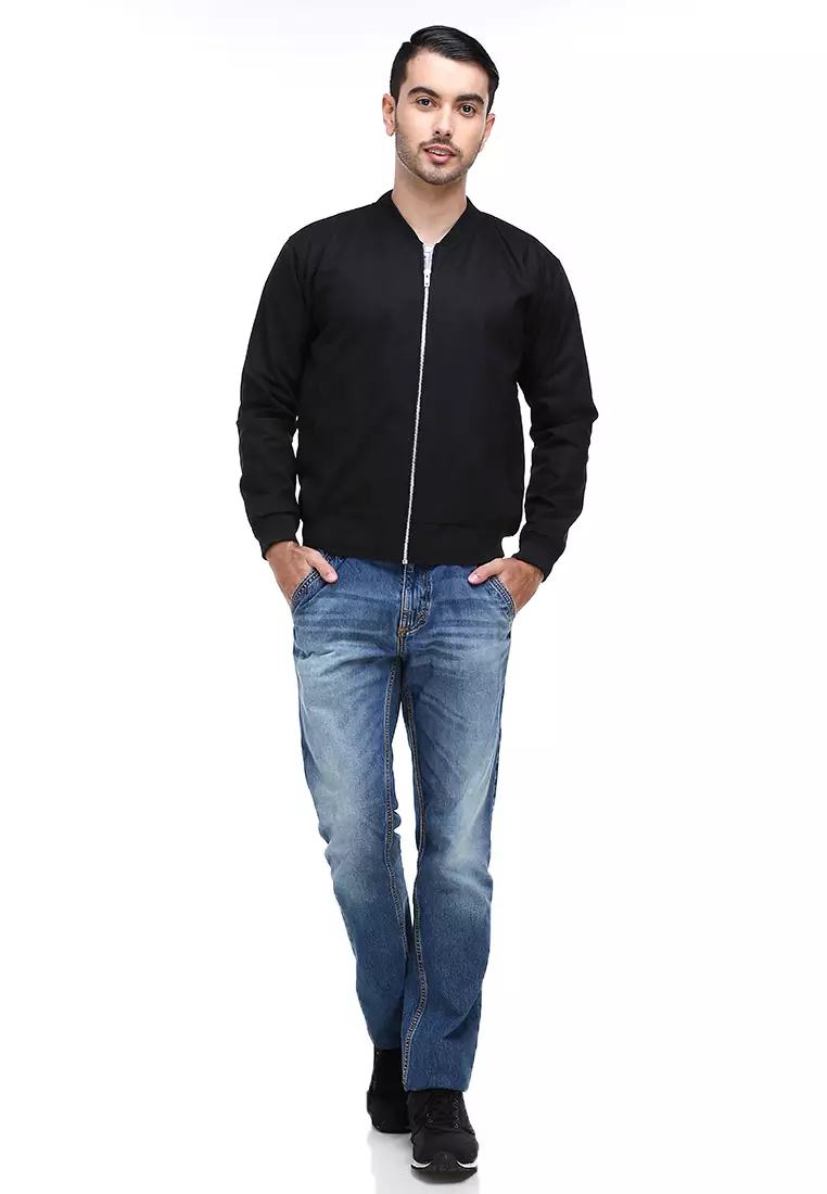 Jems Jaket Bomber Pria & Wanita Deluxe Jacket Material Canvas Baby Premium ORIGINAL - Black