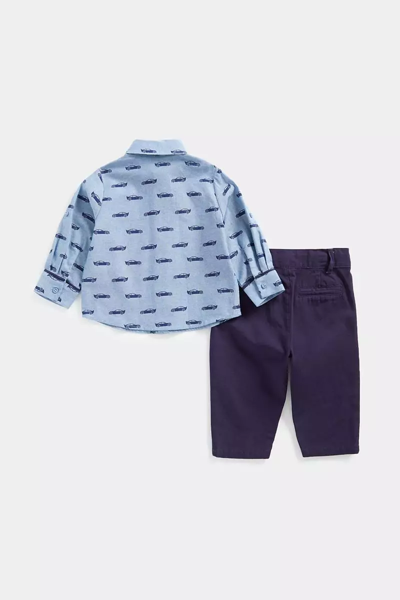 Mothercare Car Shirt, Trousers & Bow Tie Set - Set Anak Laki (Biru)