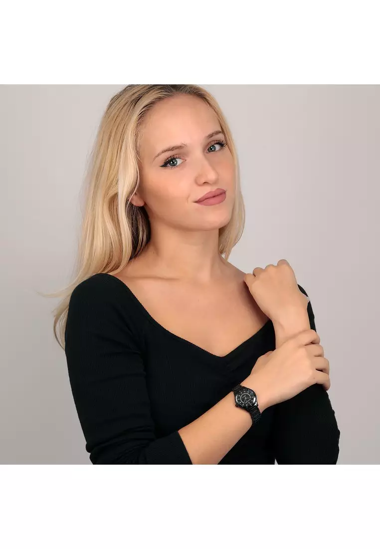 【2 Years Warranty】Trussardi T-Sky 30mm Black Dial Ladies Quartz Watch R2453151501