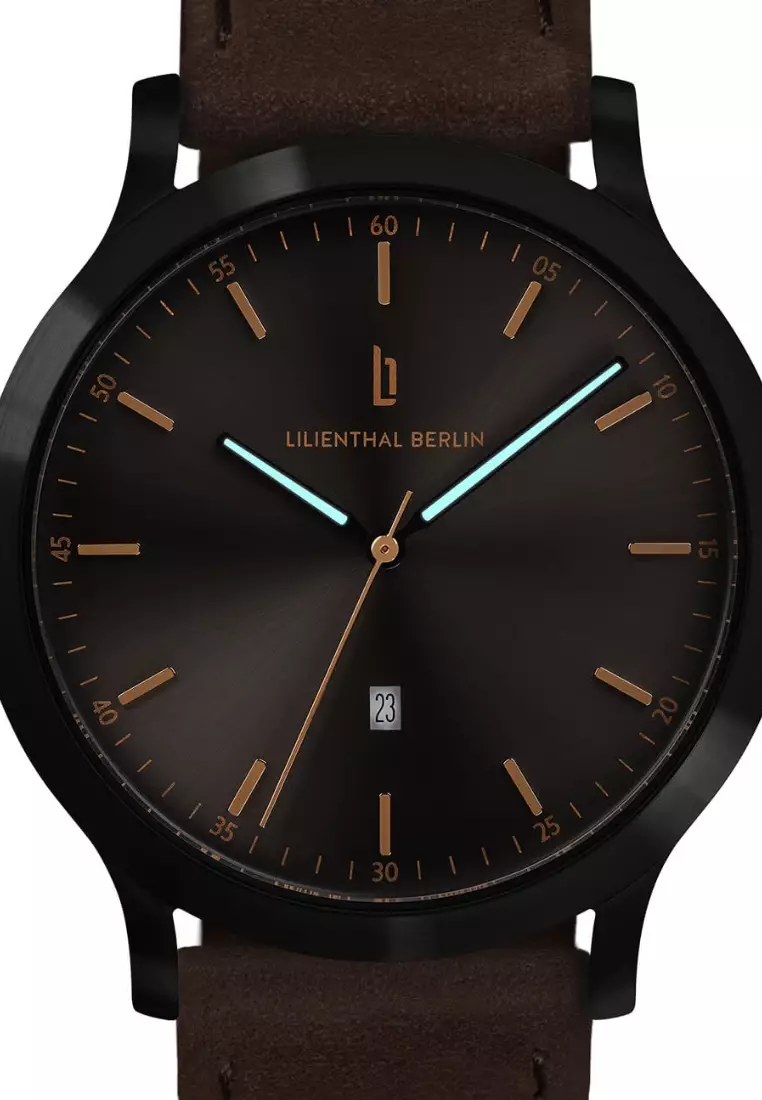 Huxley Black Bronze - Brown Leather Strap