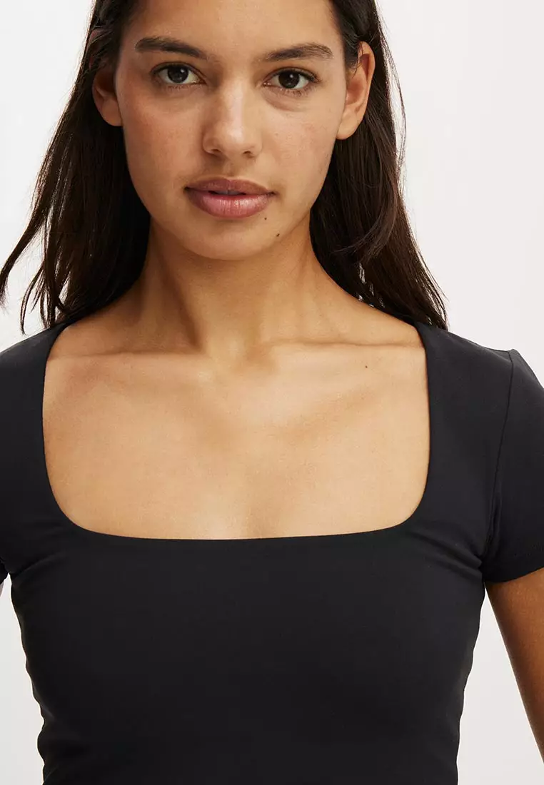 Ultra Soft Square Neck Fitted T-Shirt