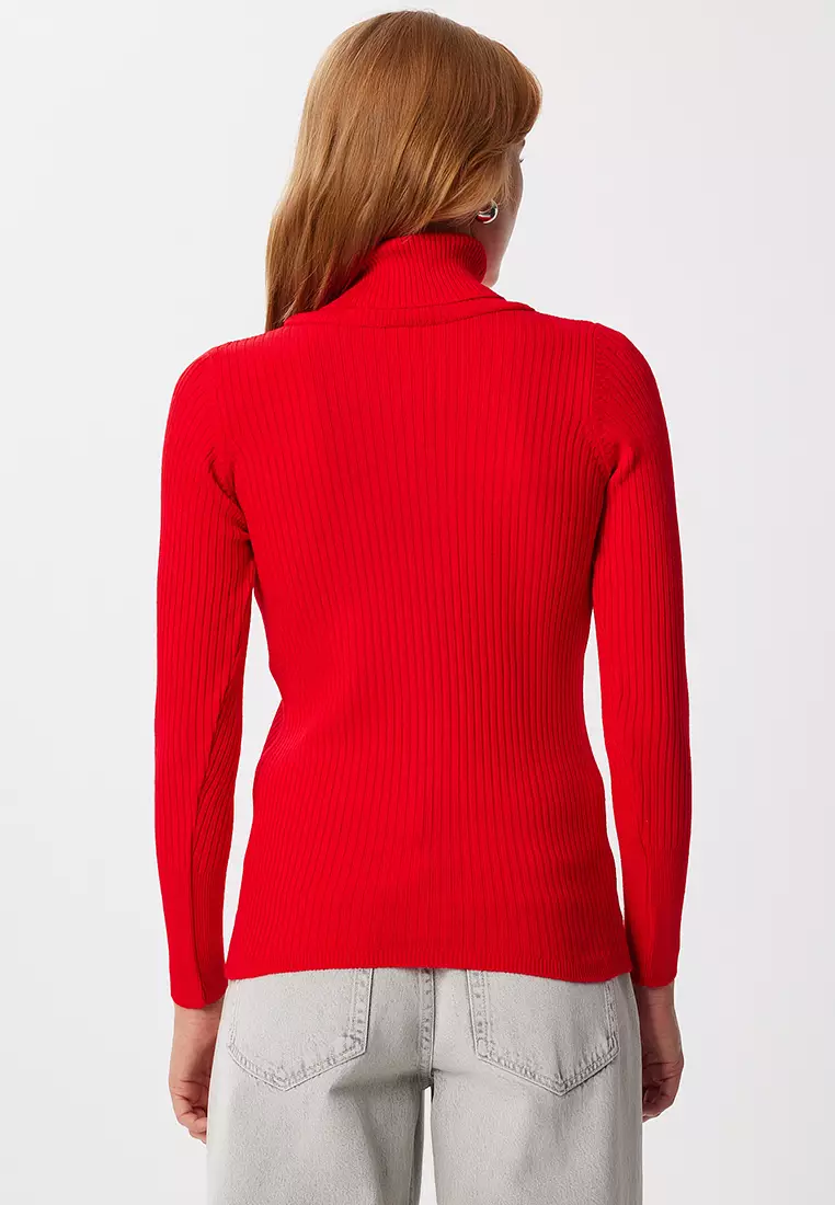 Turtleneck Ribbed Lycra Sweater