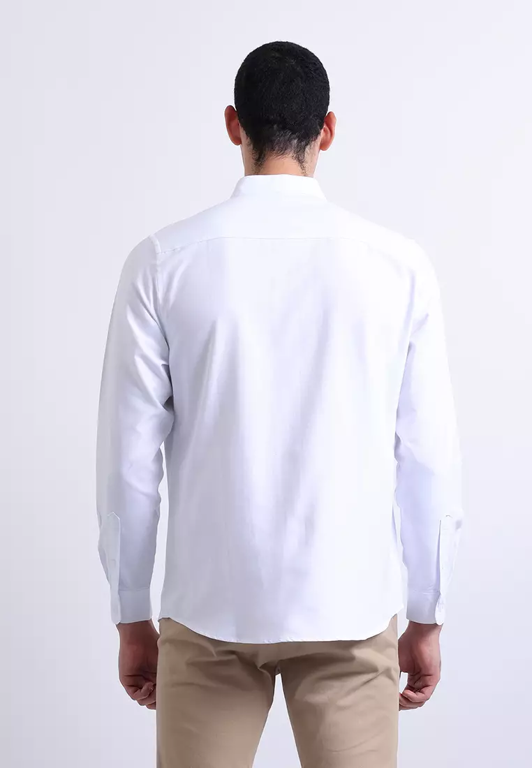 Manzone Kemeja Lengan Panjang Pria Slim Fit Foxy - White