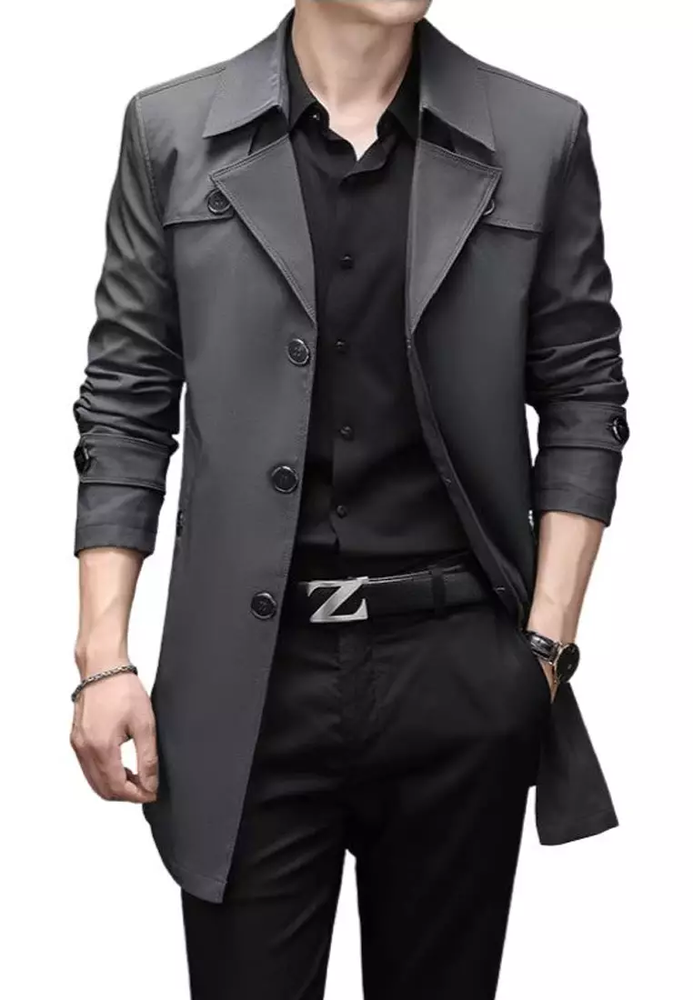 Thin black hot sale trench coat