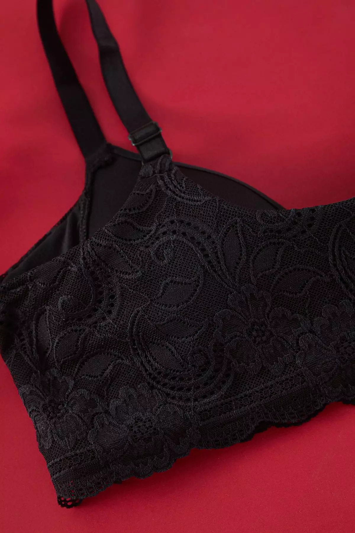 Black Soft Comfortable Flexible Lace Back Plus Size Bra
