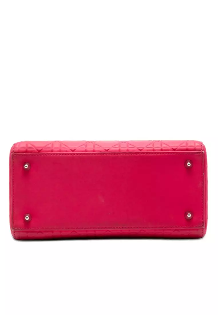 Pre-Loved Dior Medium Ultra Matte Calfskin Cannage Embossed Lady Dior