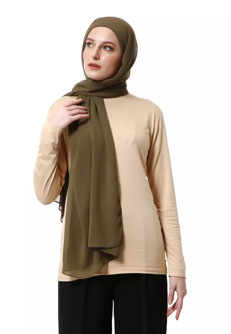 Zhalika Phasmina Motif Polos High Premium Quality - Army