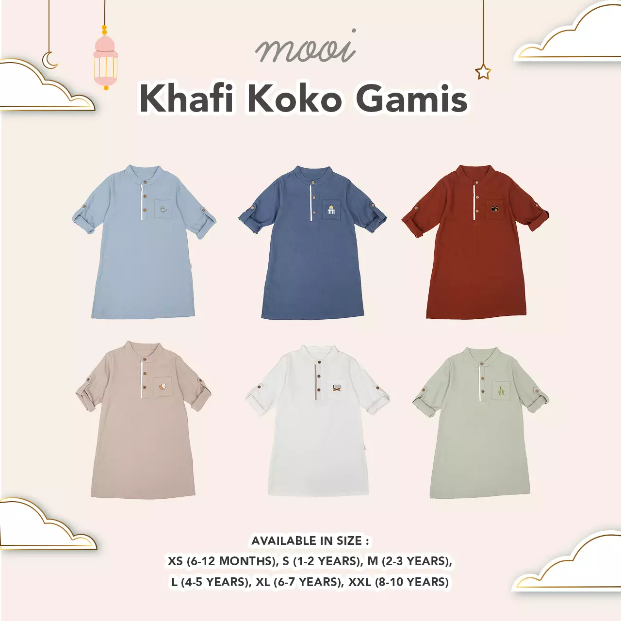 Mooi Atasan Anak Laki-Laki Khafi Koko Gamis Anak - Khaki