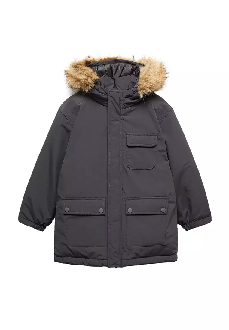 Kids coat with fur on sale hood