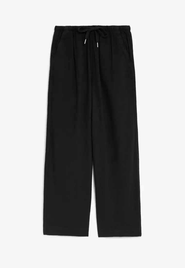 Buy MARKS & SPENCER Linen Rich Wide Cropped Leg Trousers 2024 Online ...