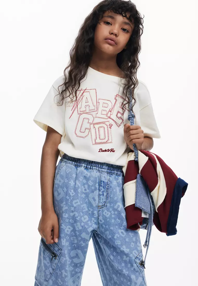 T-shirt with alphabet embroidery