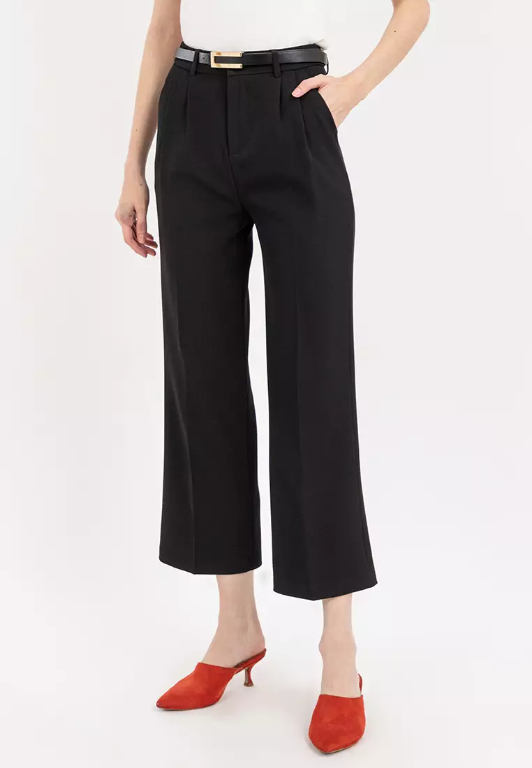 High Waisted Relaxed Straight Leg Stretch Trousers