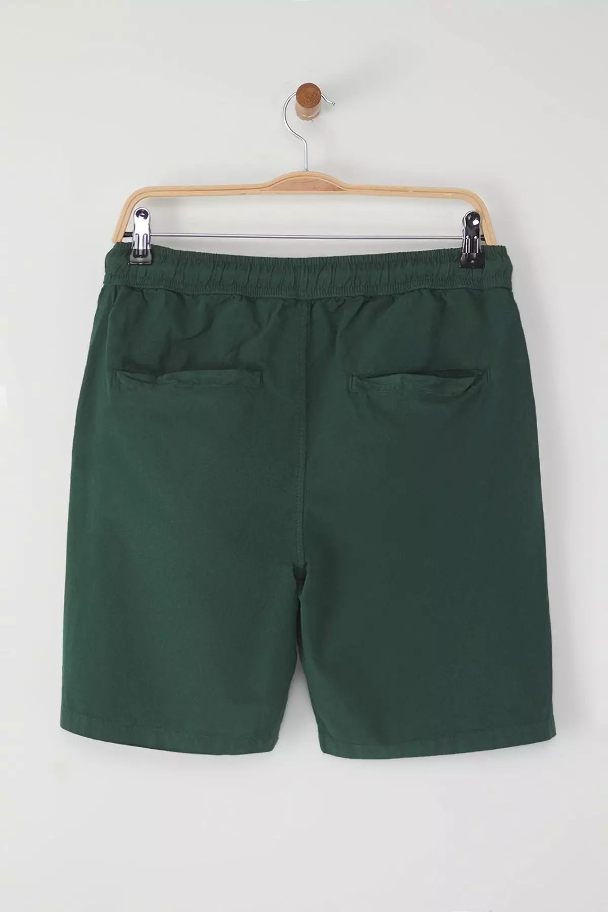 Dark Green Loose Fit Cotton Lace-Up Shorts TMNSS23SR00056