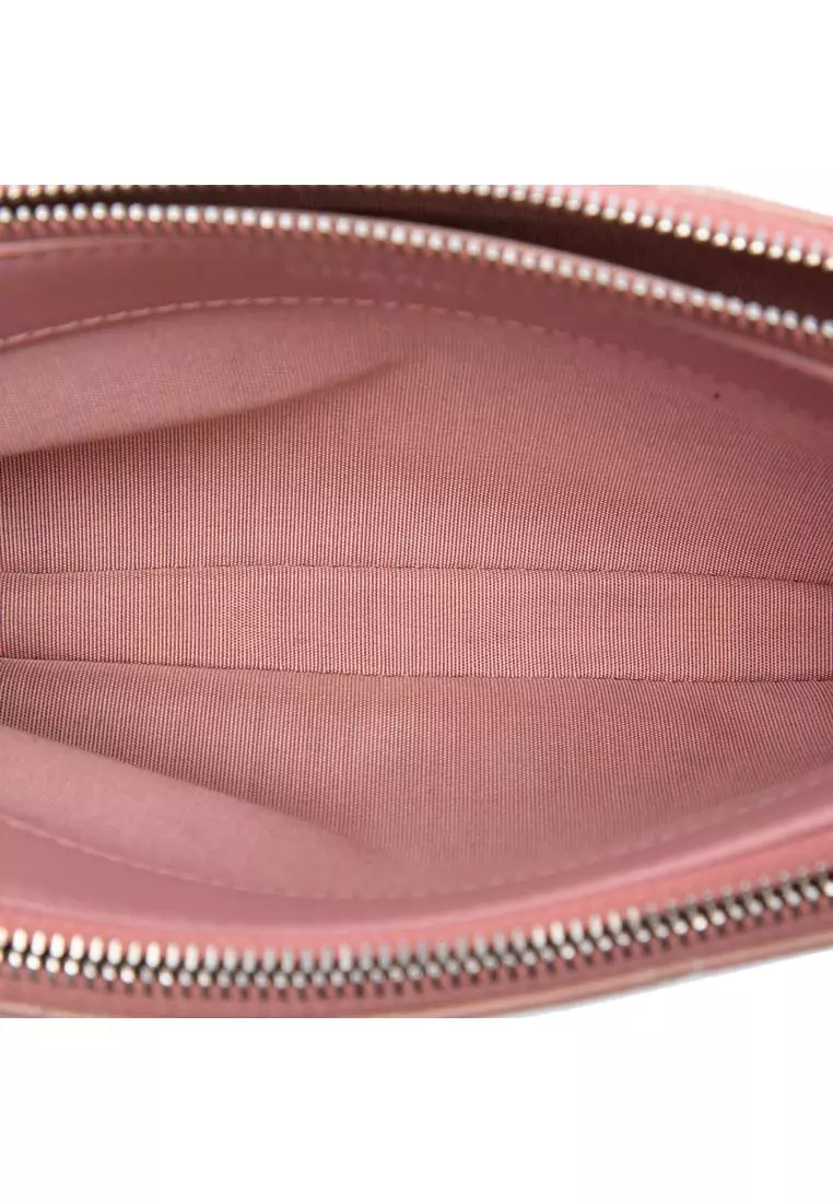 Pre-Loved Chanel Ombre Calfskin Double Zip Clutch On Chain