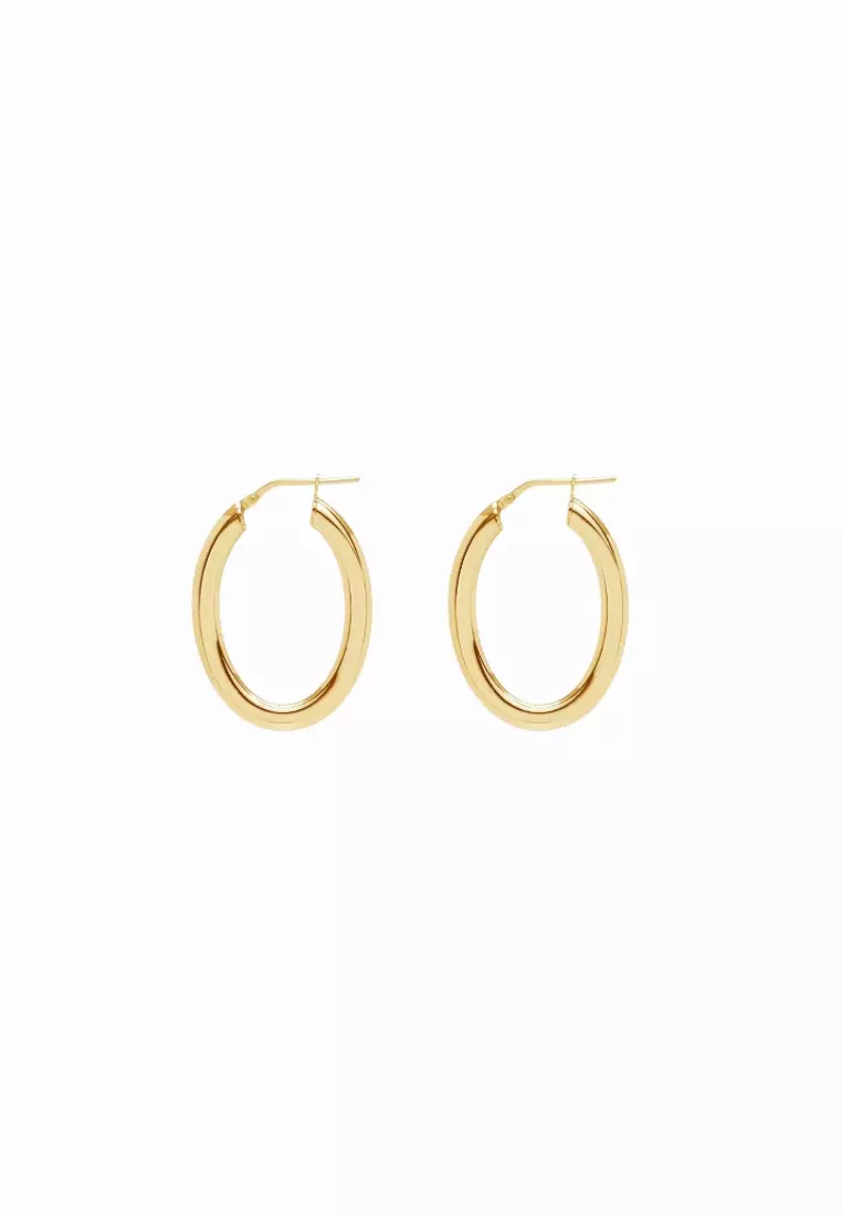 Diverso 18K Gold Oval Hoop Earrings in Medium