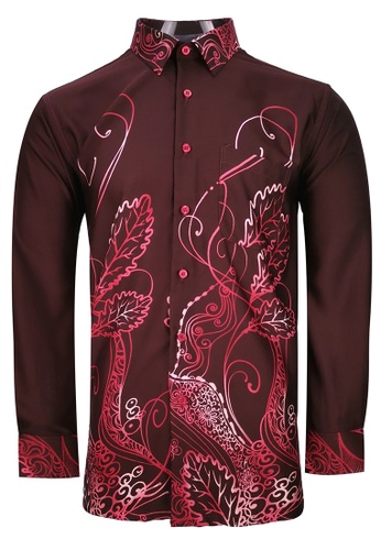 Pacolino red Pacolino - Long Sleeve Regular Red Color Printed Batik Shirt- 22621-BK0018-B 744A5AA7FCBCE8GS_1