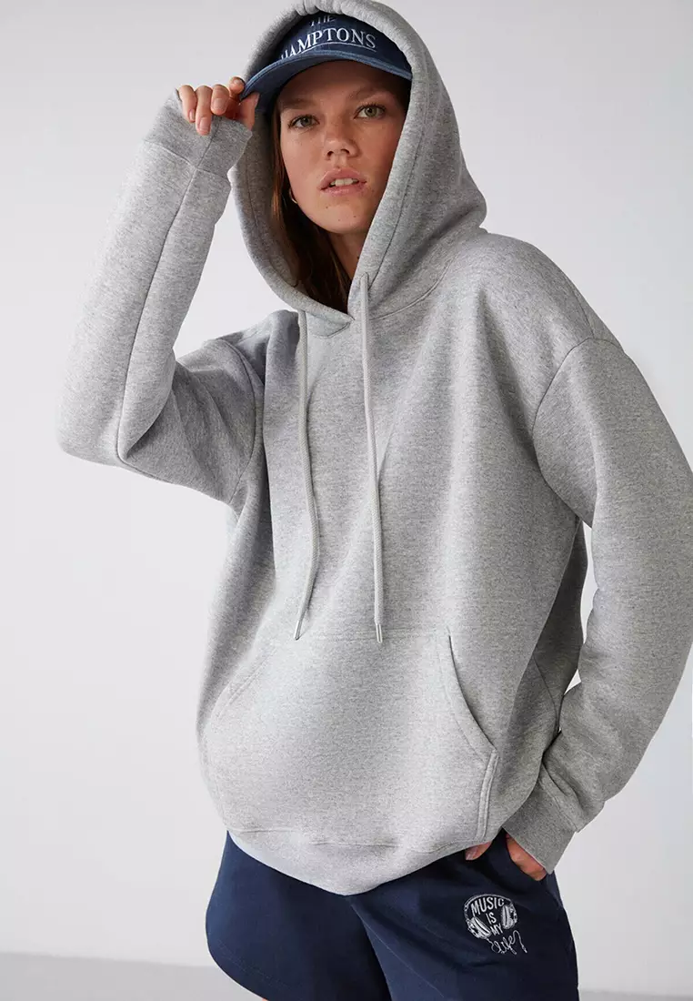 Adel Relaxed Fit Knitted Kangaroo Pocket Hoodie