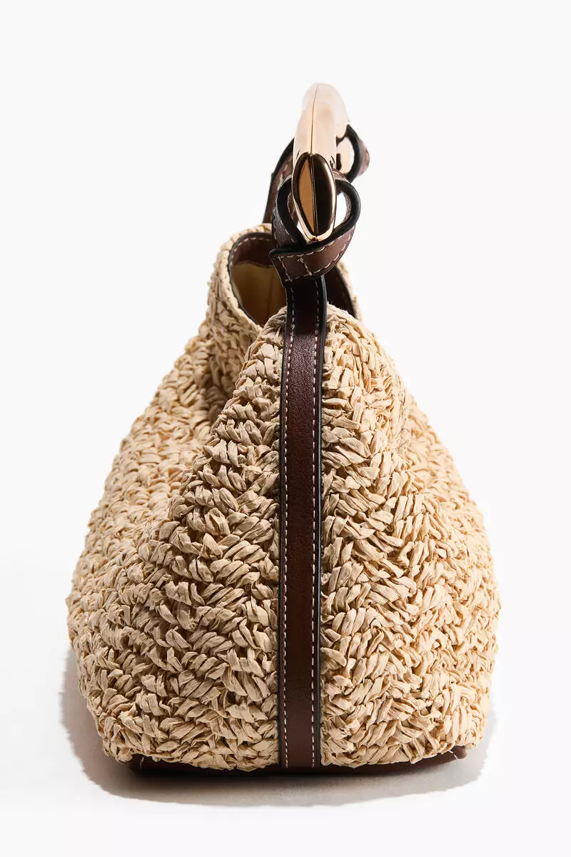 Metal-handle handbag