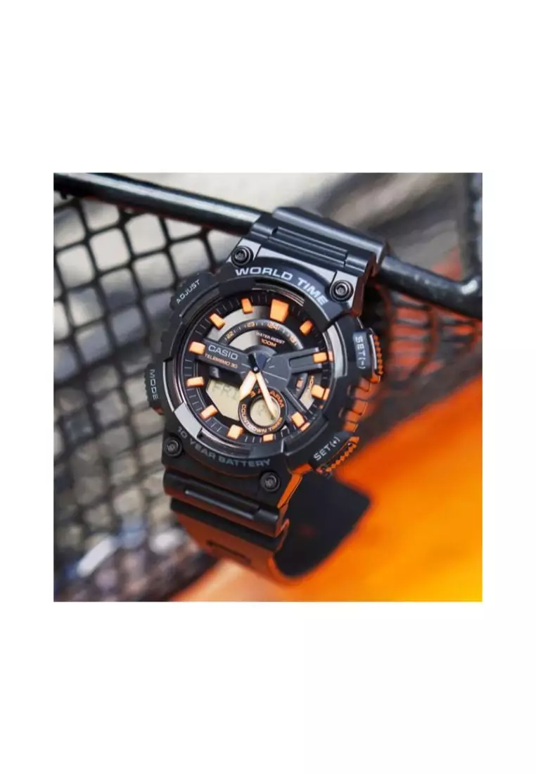 Men's Analog-Digital Watch AEQ-110W-1A2 Black Resin Band Men Sport Watch