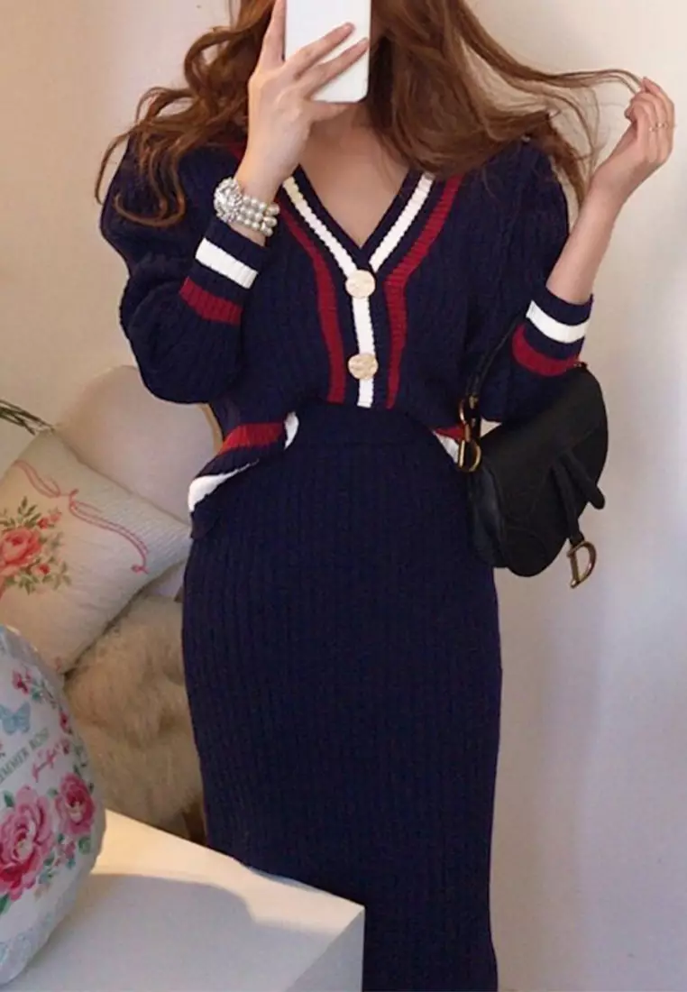 Fashionable Knit Cardigan Set SED888028GT549