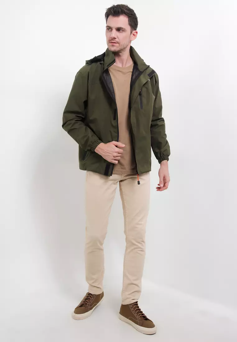 GRAHANGGRA Jaket Waterproof Vasili Hoodie Bisa Dilepas Pasang - Army Green