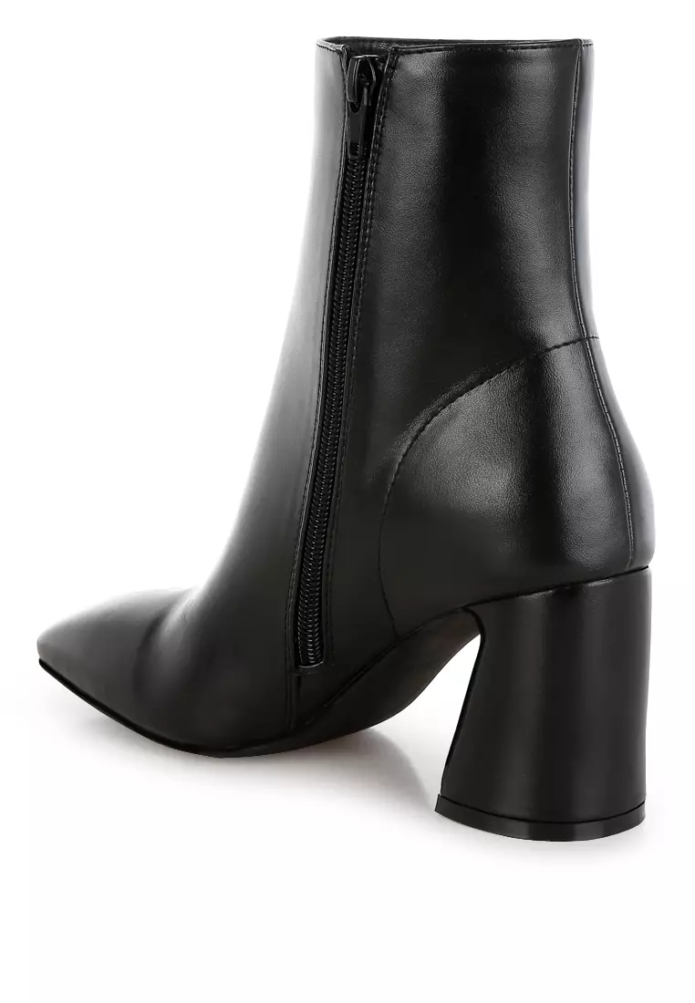Square Toe Ankle Boots In Black