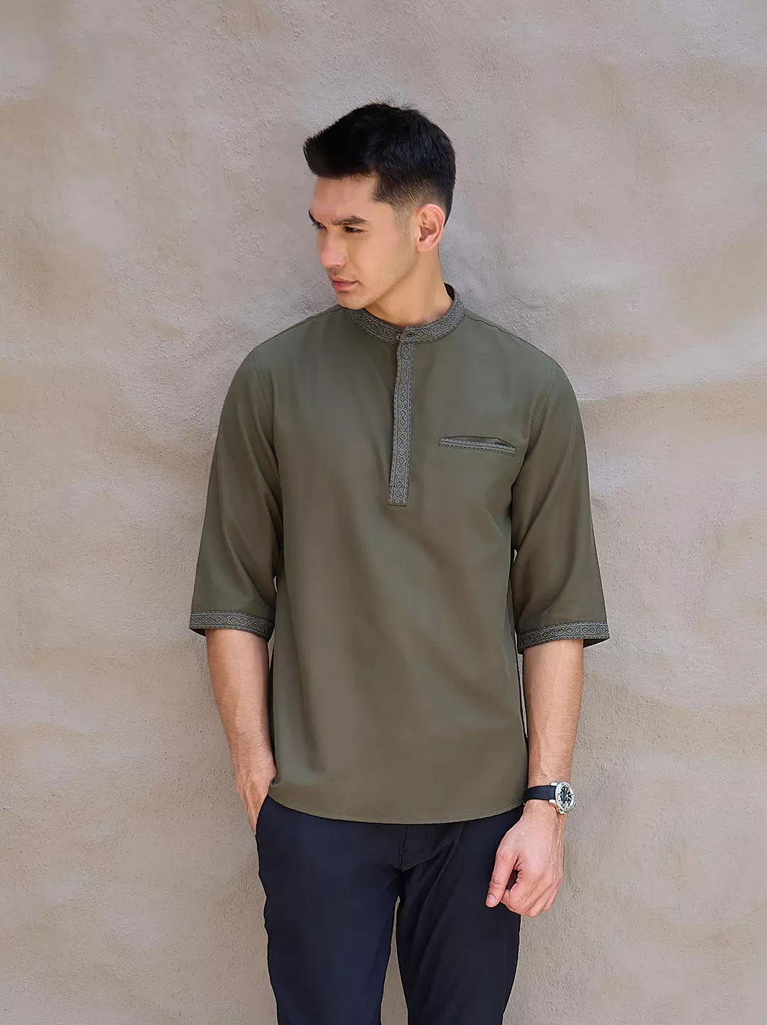 OXCON Kemeja koko Tangan 3/4 Bordir Hasbi Army