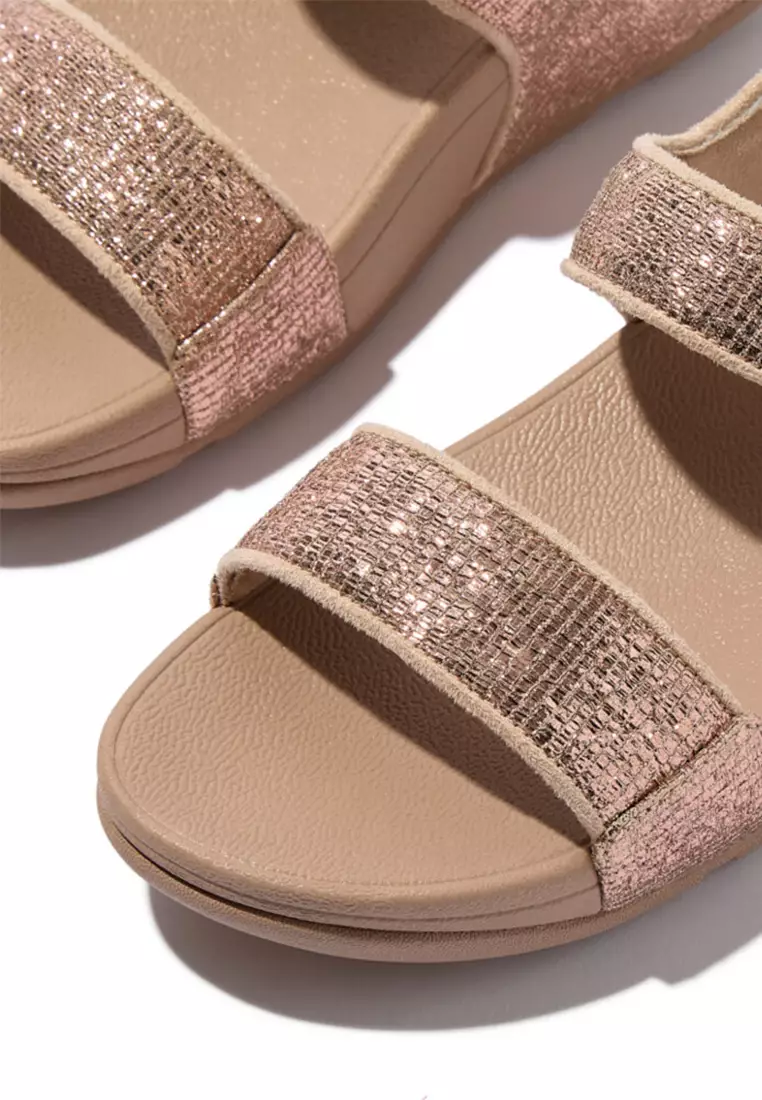 Lulu Crinkled-shimmer Back-strap Sandals
