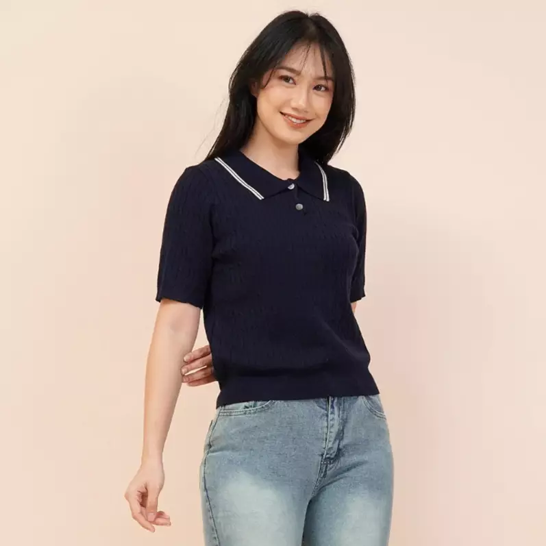 Carmen Polo Shirt Knit in Navy