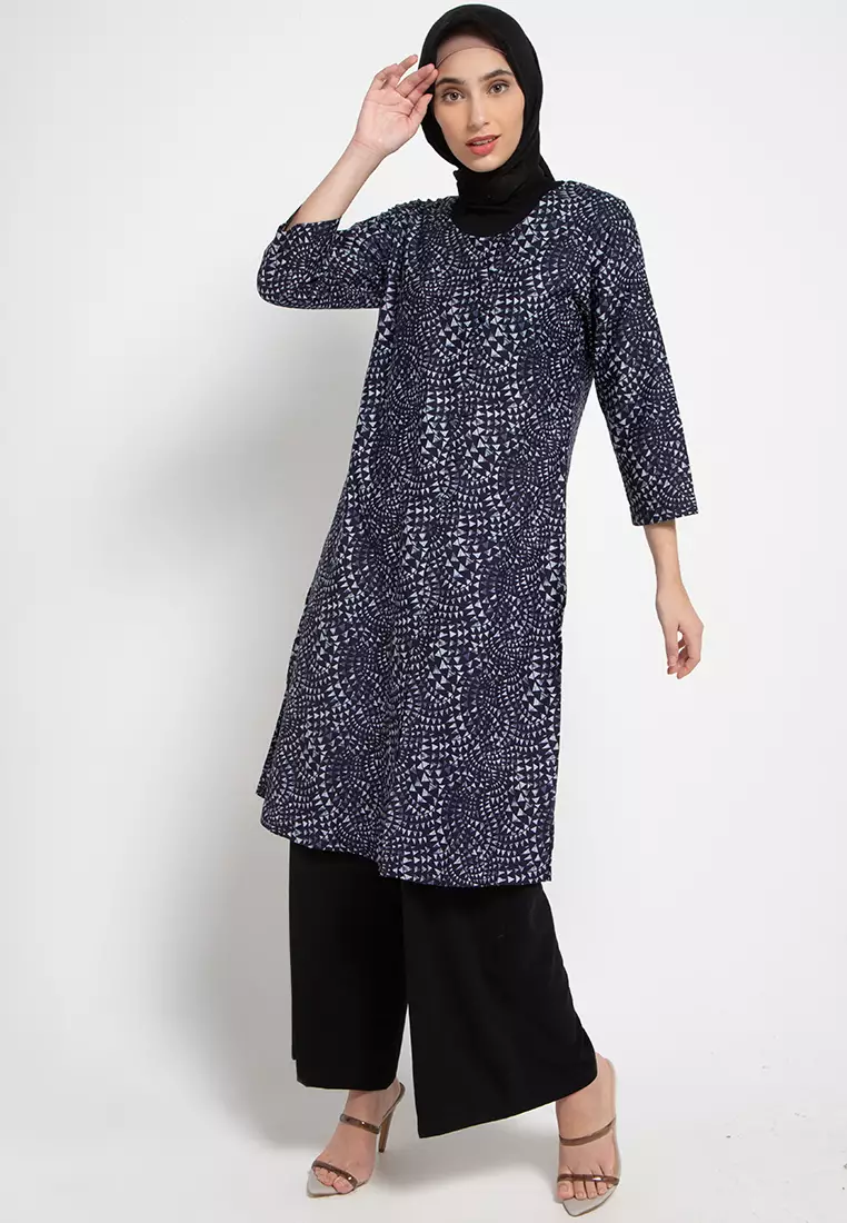 Daisy Tunic In Navy Print