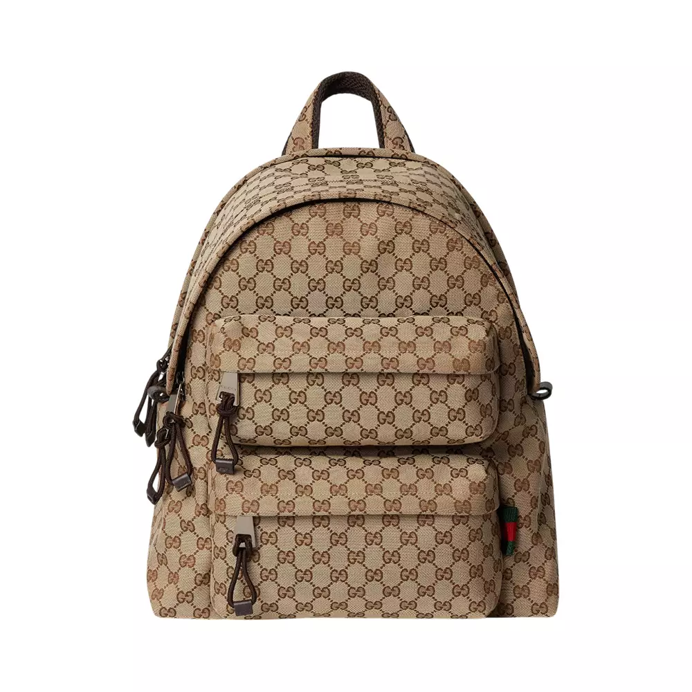 Jual Gucci GG Canvas Medium Backpack Beige Dark Brown Original