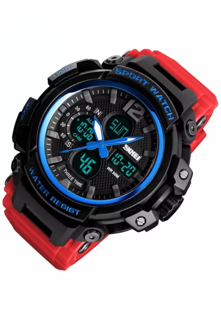 Jam Tangan Analog Digital Pria LED Many Function Waterproof Strap Tali Material Silikon IO12 ORIGINAL