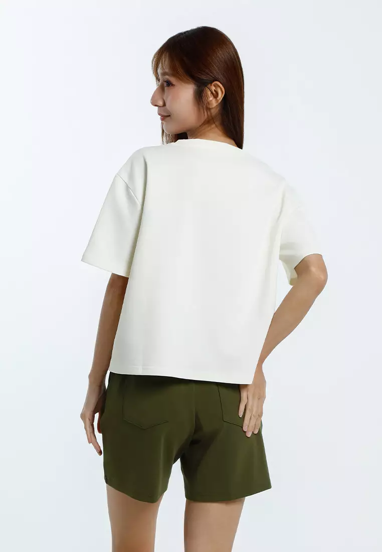 Forest Baju T-Shirt Perempuan | Forest Ladies Premium Weight Air Cotton Loose Fit Crop Tee - 822522-18Cream