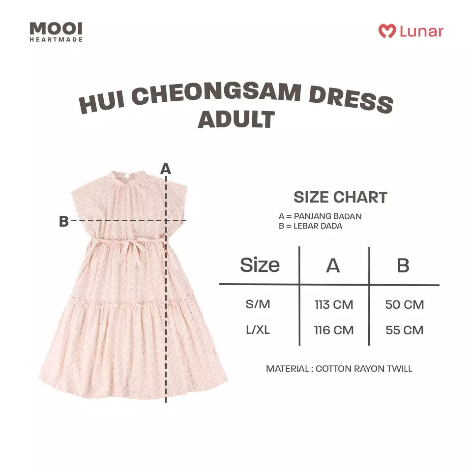 Mooi Dress Dewasa Lunar Collection Hui Cheongsam Dress Adult - Cream