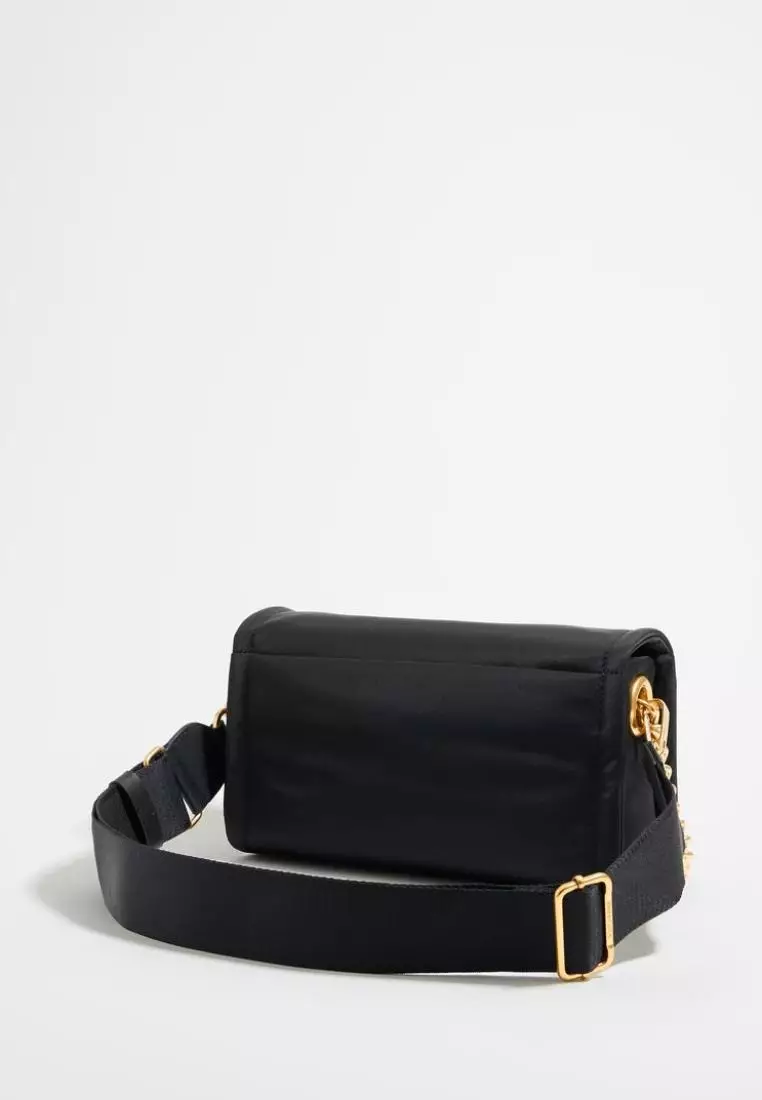Bimba Y Lola M Black Nylon Flap Bag