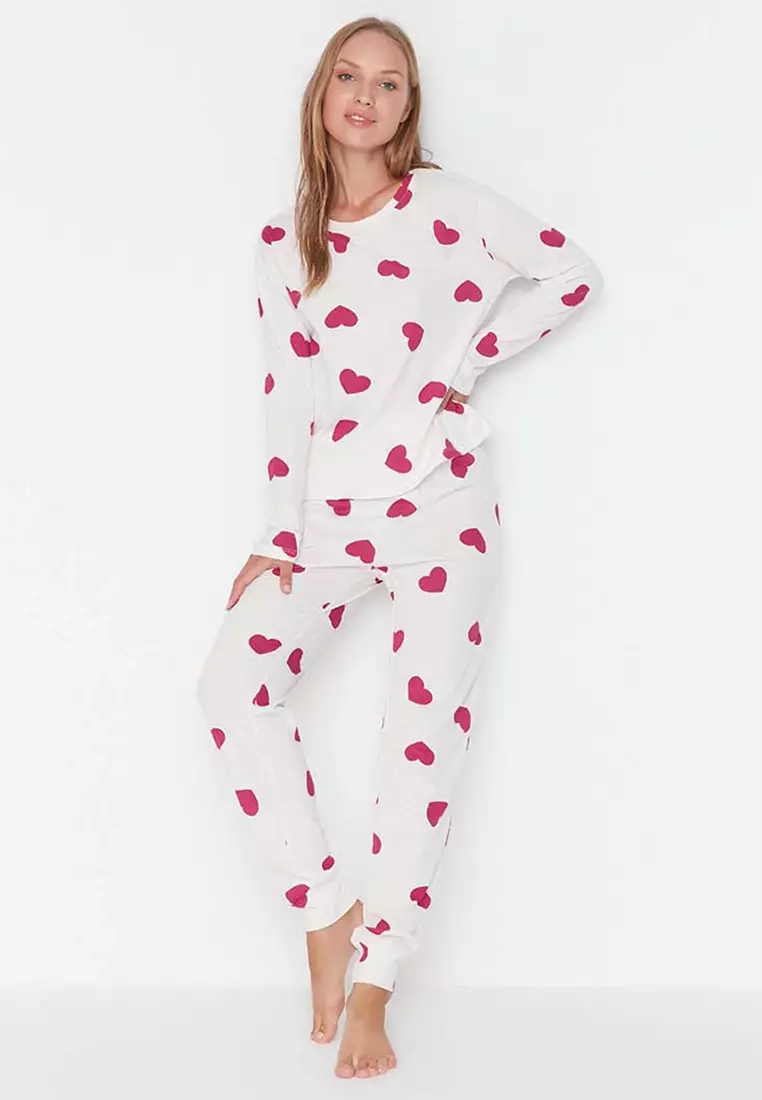 Heart Printed Pajamas Set