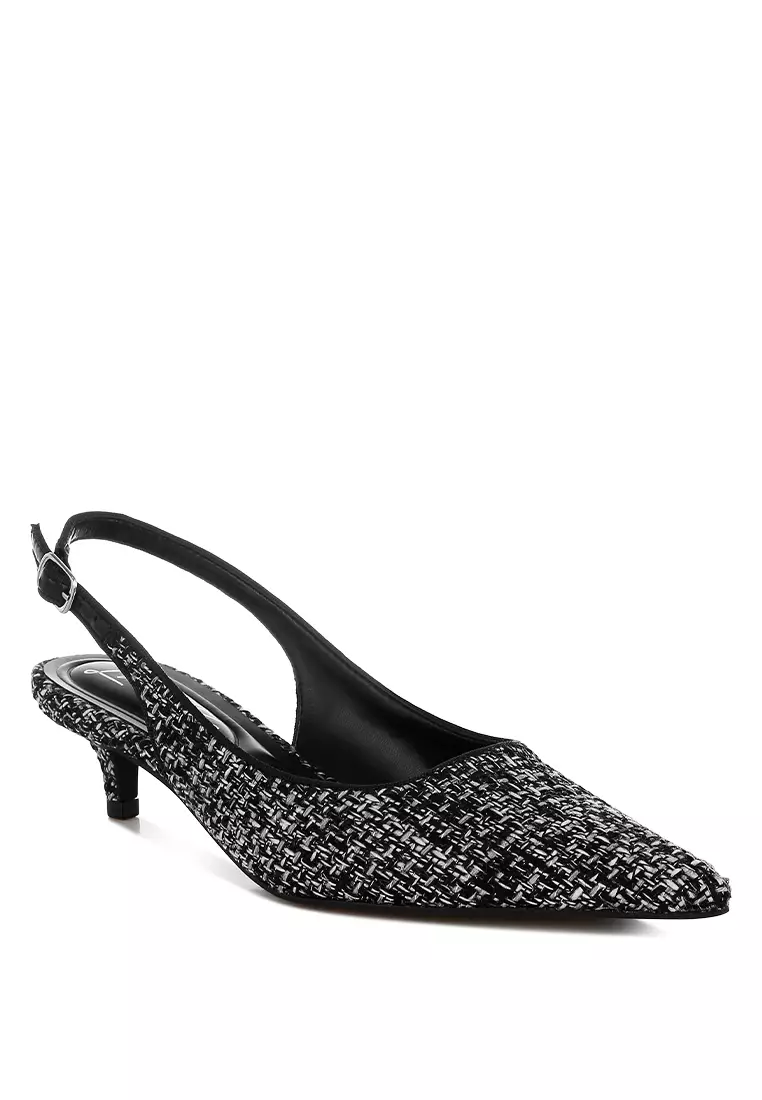 Sepatu Pumps Boucle Slingback Warna Hitam