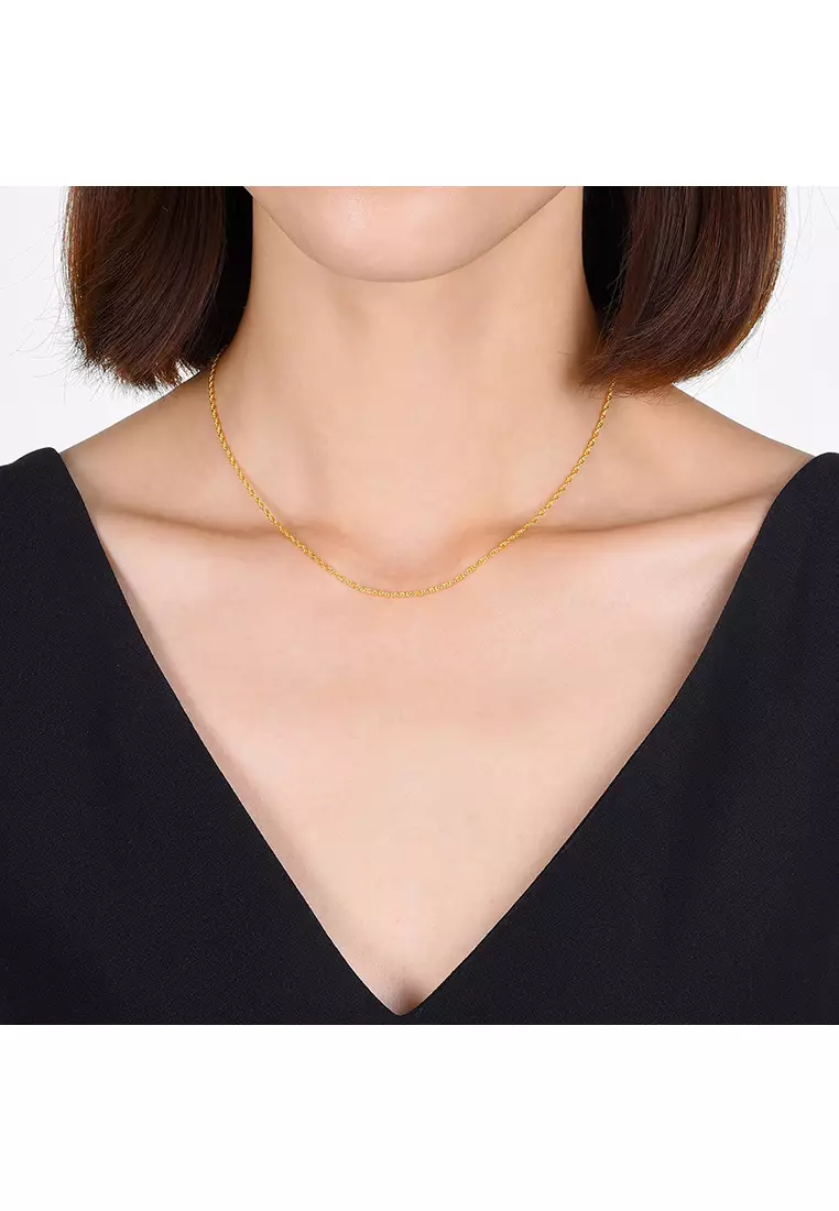 375/9K Gold Wave Necklace R001 (2.10MM, 52CM)