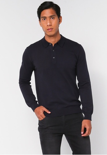 French Connection Stretch Cotton Long Sleeves Polo Shirt | ZALORA Malaysia