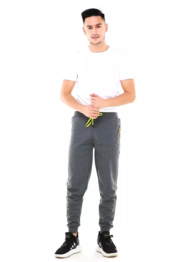 Locko Celana Panjang Jogger Pria Plain Sporty Casual Long Pants Material Babyterry ORIGINAL - Dark Gray