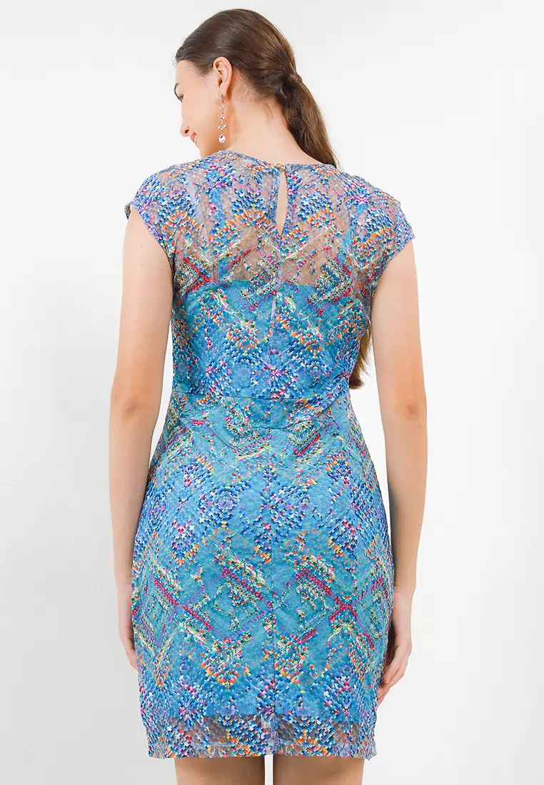Reuban Lace Dress In Blue